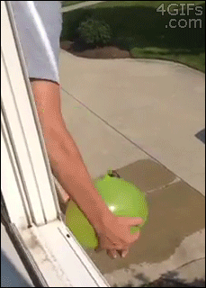 water balloon knocks over boy after it does not burst