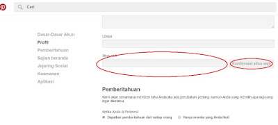 verifikasi blog di pinterest