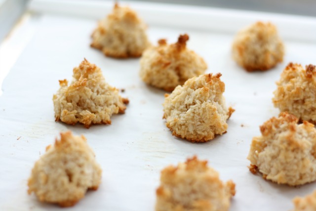 Easy Coconut Macaroons are a little crispy on the outside and chewy on the inside.