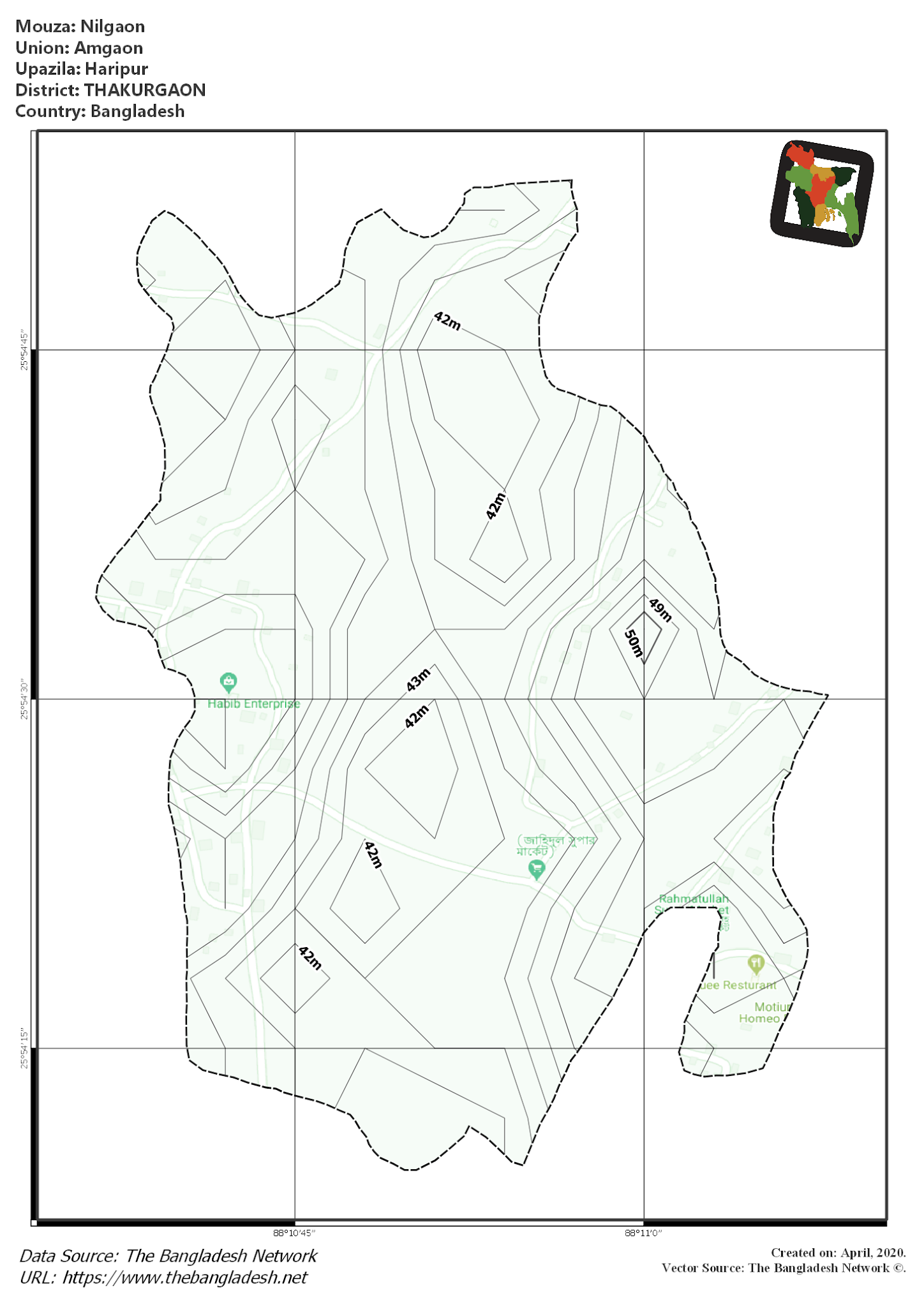 Map of Nilgaon Mouza of Haripur Upazila, THAKURGAON Map of Nilgaon Mouza of Haripur Upazila, THAKURGAON, Bangladesh.
