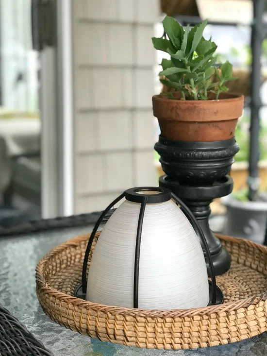 Candle Lantern with repurposed planter