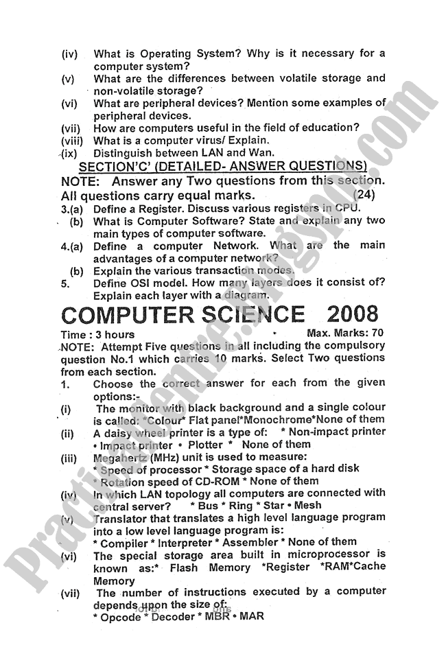 Computer-science-2008-five-year-paper-class-XI