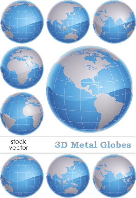 Vector 3D Metal Globes