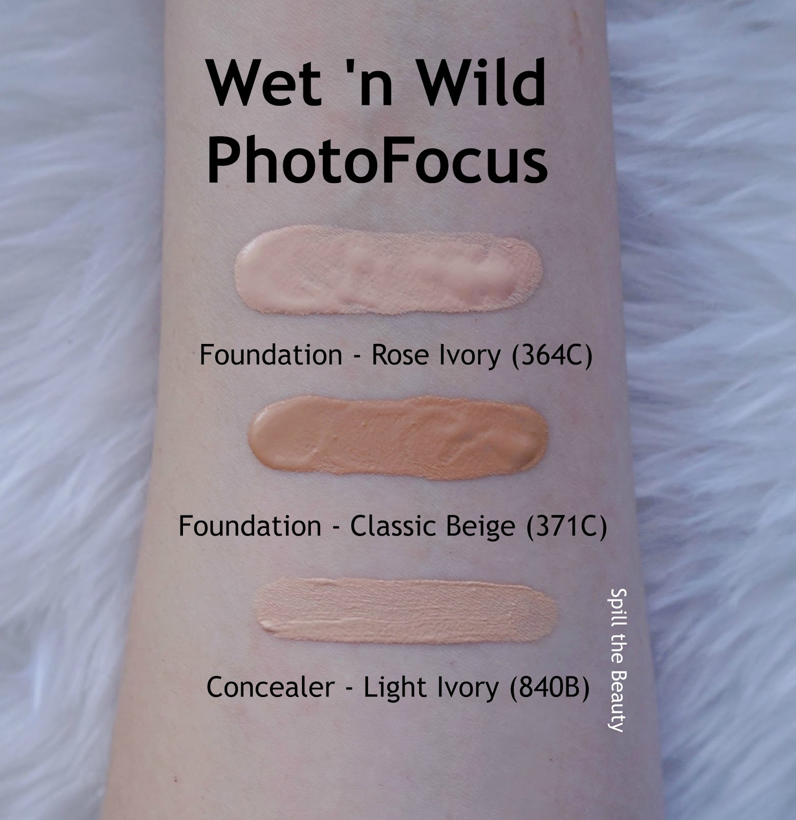 wet n wild photo focus foundation dewy swatches