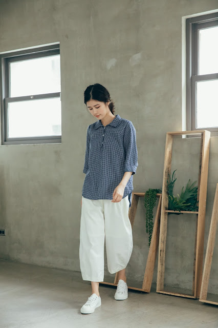 復刻-小塵埃七分袖U領開襟襯衫