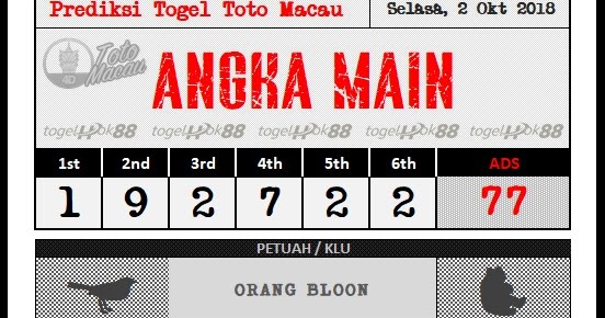 PREDIKSI TOTO MACAU POOLS 2 OKTOBER 2018 Prediksi Togel Hari Ini