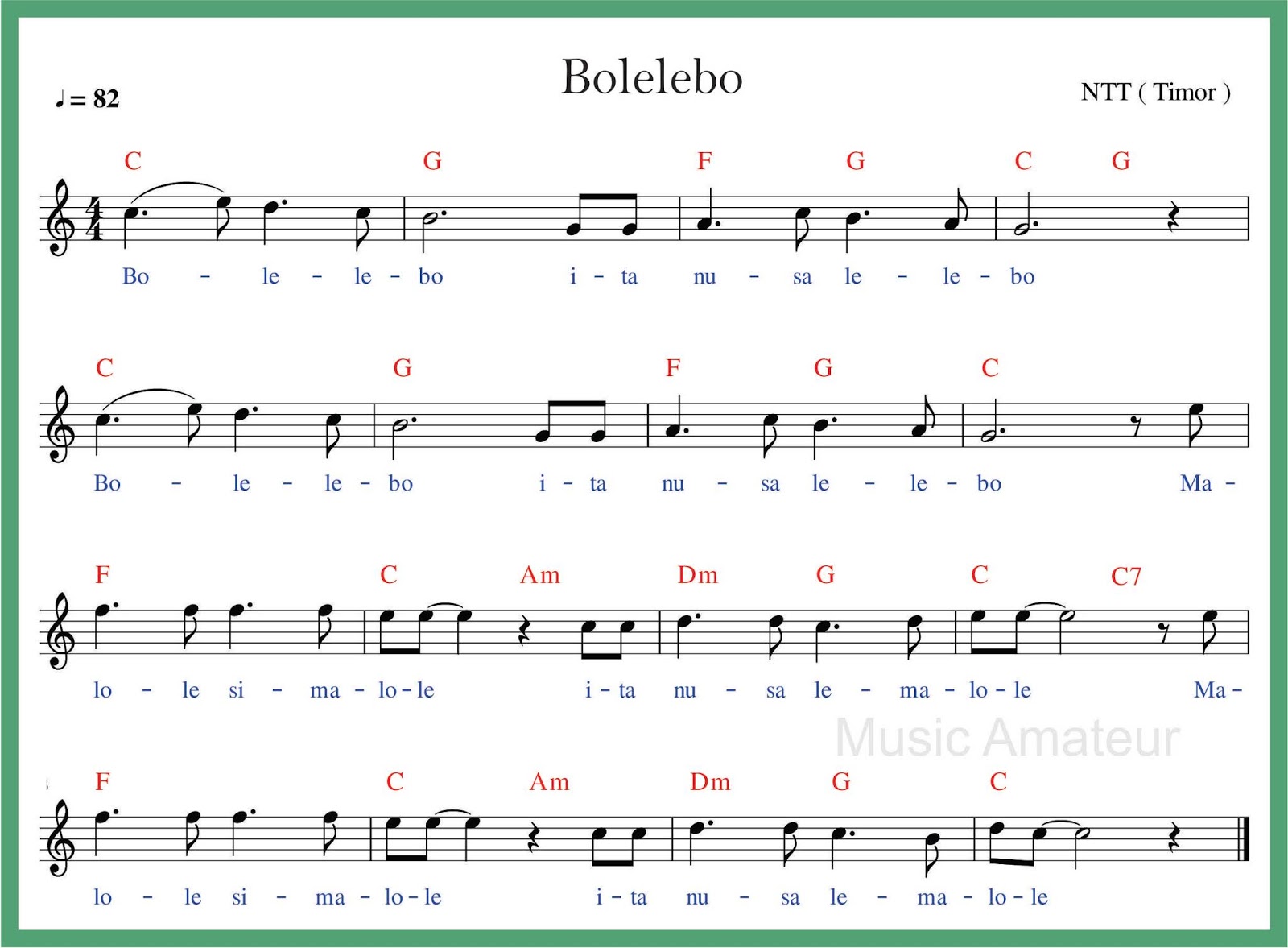 Not Angka Bolelebo - SEPUTAR MUSIK