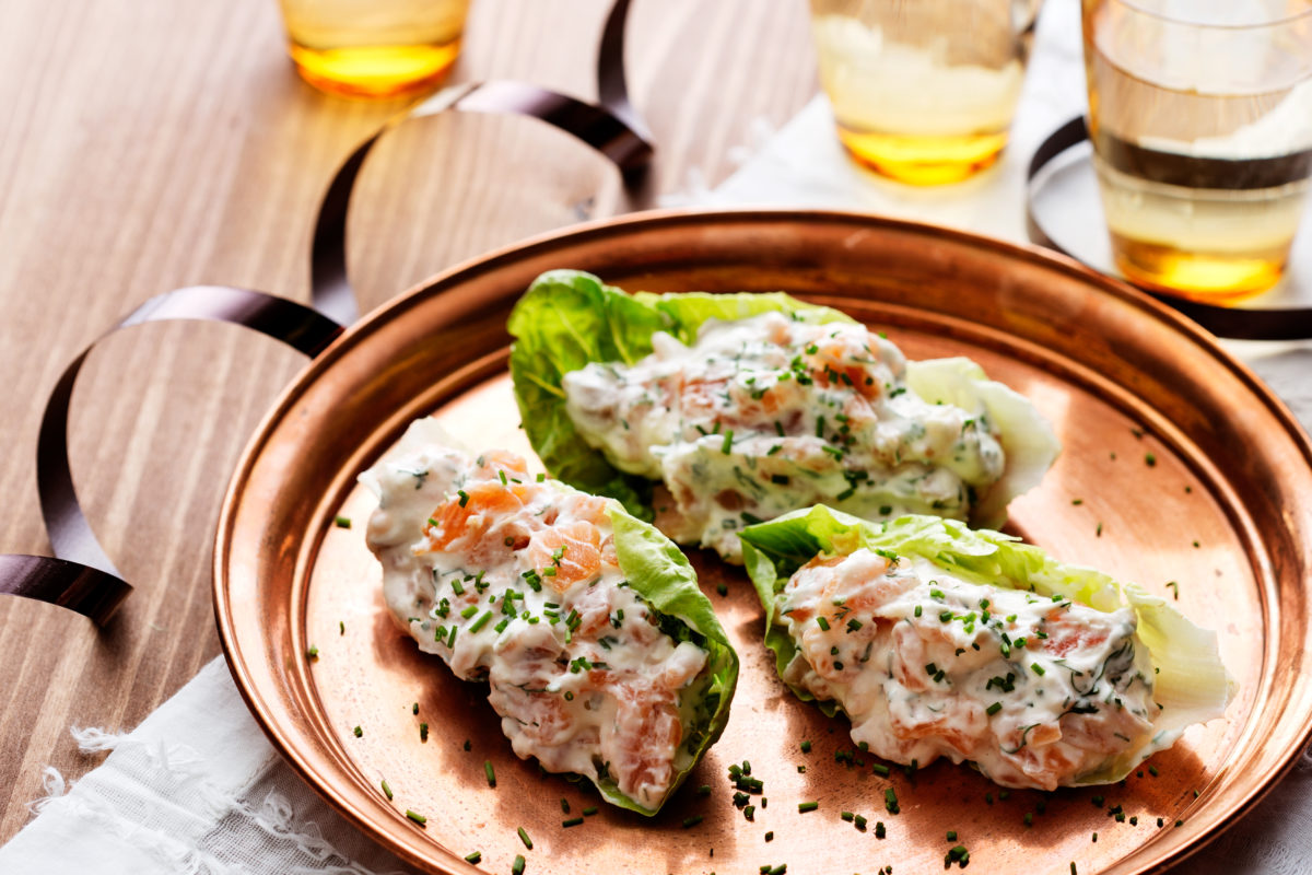 The Low Carb Diabetic Smoked Salmon Appetiser with Lettuce Wrap Low Carb