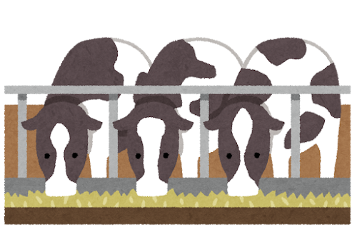 牧場の牛舎のイラスト