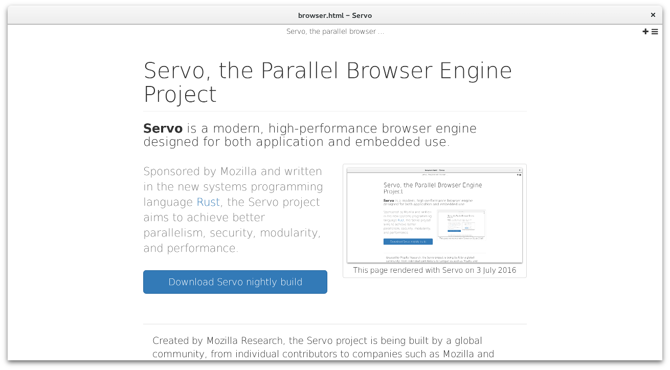 servo mozilla web browser engine