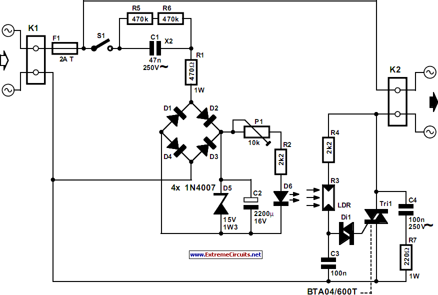 Automatic Light Dimmer Circut Diagram