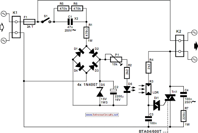 Automatic Light Dimmer Circut Diagram - The Circuit