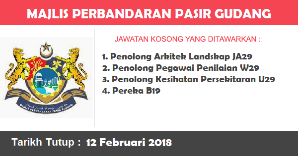 Jawatan Kosong di Majlis Perbandaran Pasir Gudang Jawatan Kosong di Majlis Perbandaran Pasir Gudang