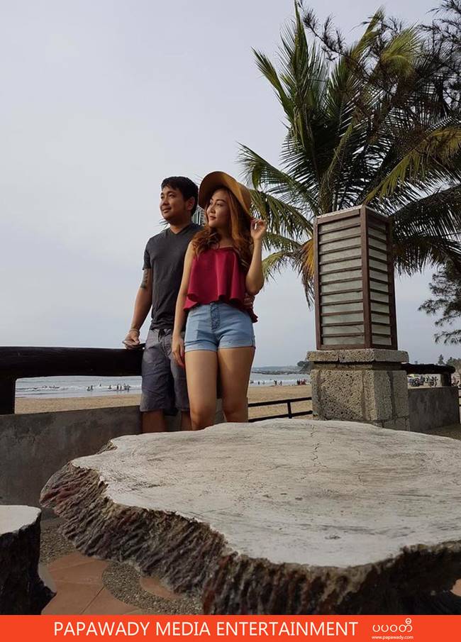 Wine Su Khine Thein Vacation Trip To Chaung Tha and Shows Off Her New Samsung S7 Edge Phone 