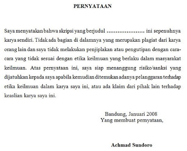 Contoh Surat Pernyataan Skripsi - Contoh Surat Pernyataan Tidak Memiliki Paklaring Untuk ... / Surat pernyataan dapat bersifat resmi atau pribadi.