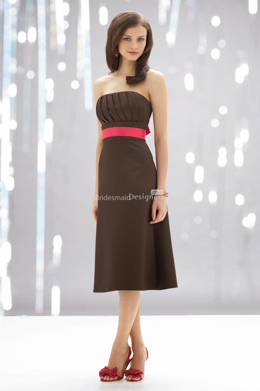 http://www.bridesmaiddesigners.com/modern-chocolate-empire-strapless-tea-length-pleated-satin-bridesmaid-dress-with-rosy-sash-425.html