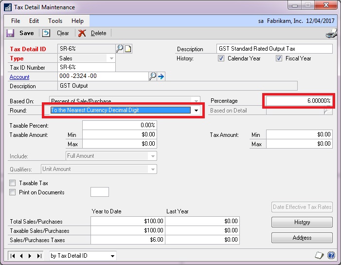Setup Tax Code in Dynamics GP