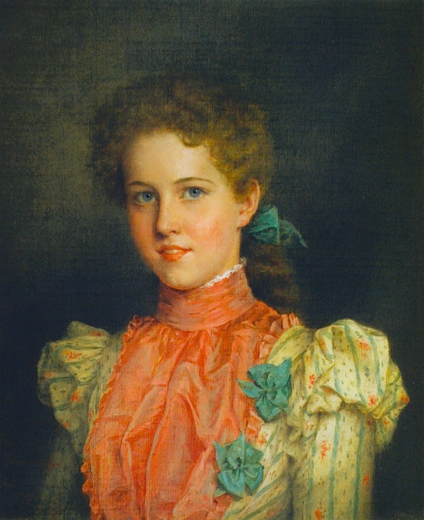 Young Woman In Pink And Green (1898), Jennie Augusta Brownscombe