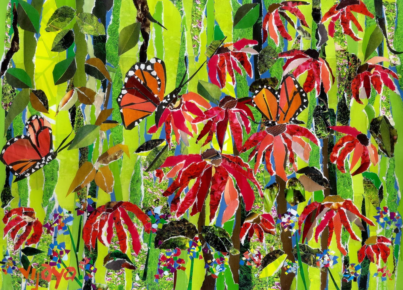 Vijaya's Art of Paper Collage Butterflies in the Garden