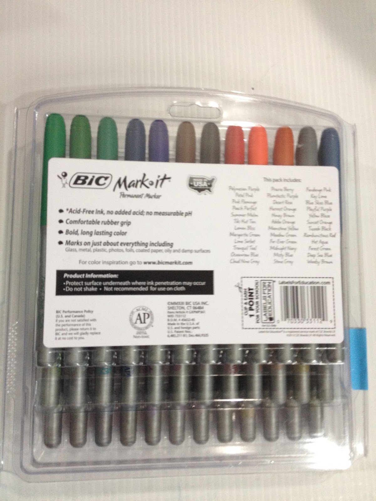 Bic Mark-It Permanent Markers, Fine, Color Collection - 24 markers