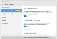 disable or enable Windows Defender in Windows 10