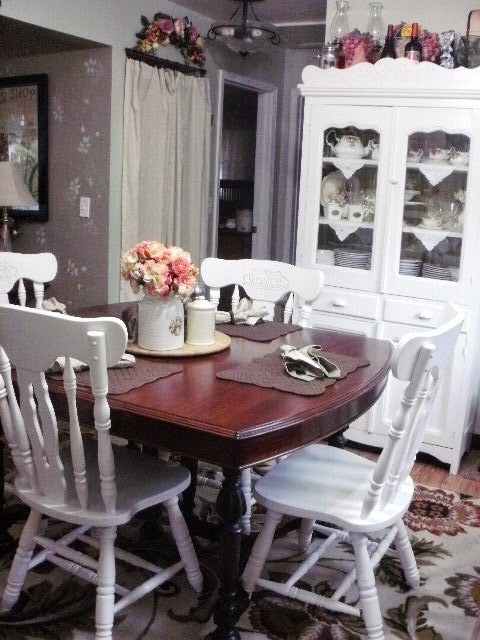 Before: Dining table with white chairs Dining table with white chairs