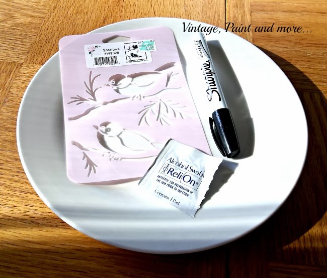 How to Stencil a Plate Vintage, Paint and more...