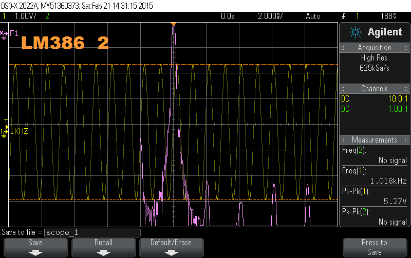 I cranked up the drive to output 5.27 Vpp