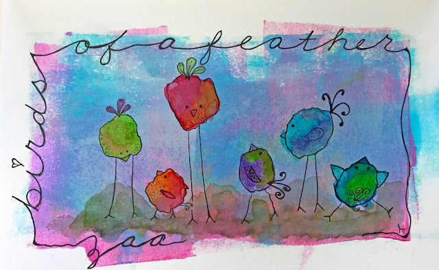 birds art journaling the style of Lori vliegen, Alice Hendon, www.thecreatorsleaf.com