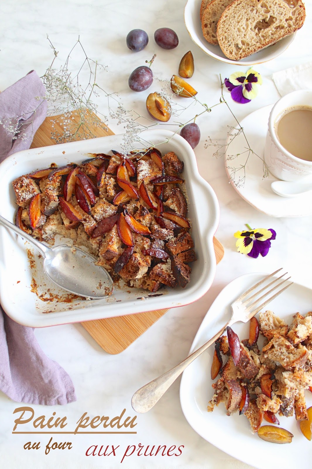 Pain perdu au four, aux prunes et cardamome (vegan) - Battle Food 54