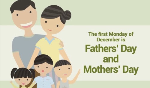 First Monday of December is Mother's Day and Father's Day Proclamation No. 58