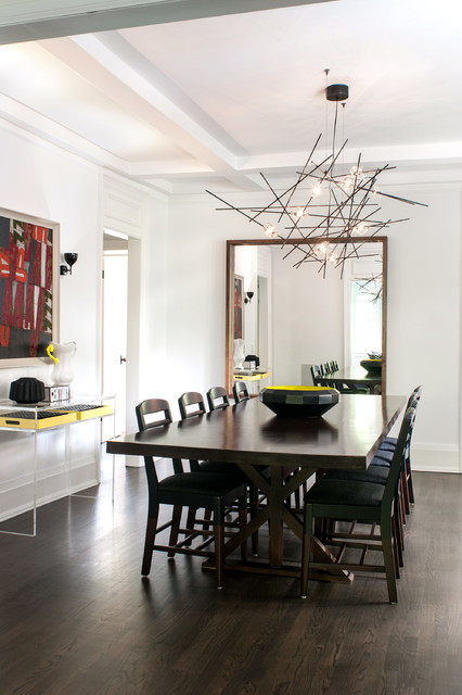 Various Dining Room Tables and Chairs Design for Your House Interesting Lamp on White Ceiling above Black Dining Room Tables And Chairs near the Wide Mirror