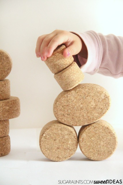 Address visual motor integration in written work by improving visual perception using block copying skills with KORXX cork blocks.