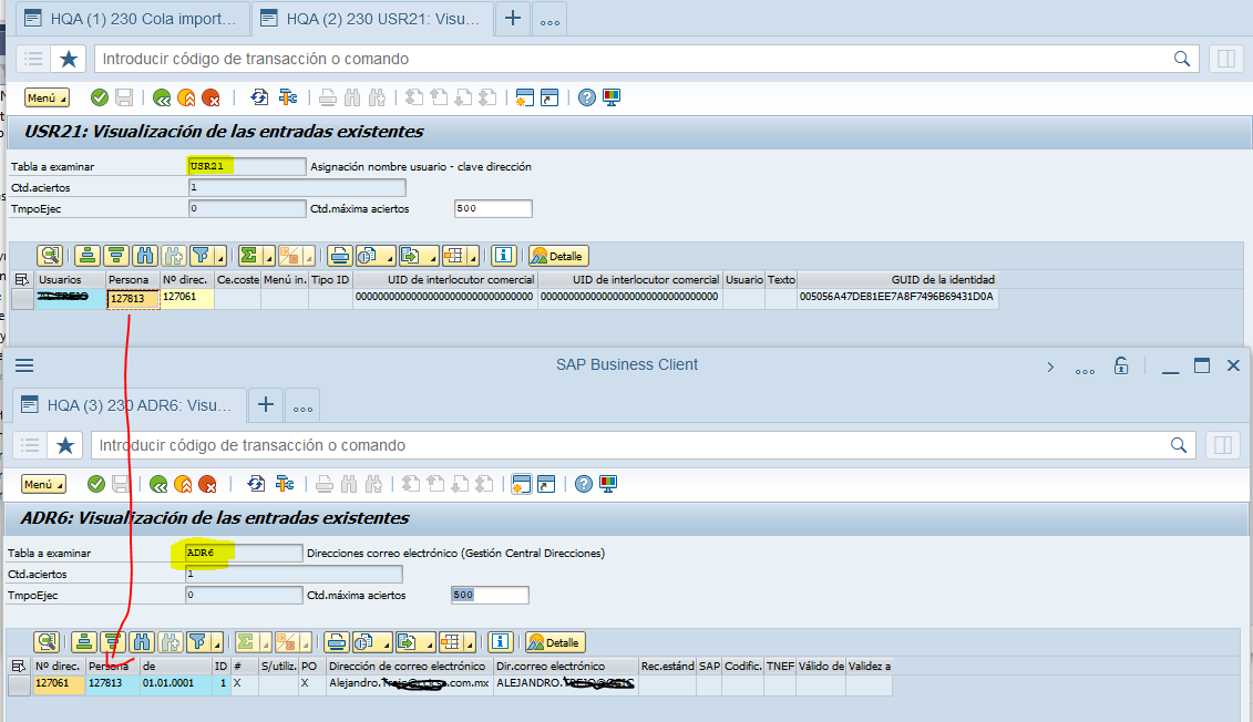 Tips para desarrolladores Tabla SAP email Usuario