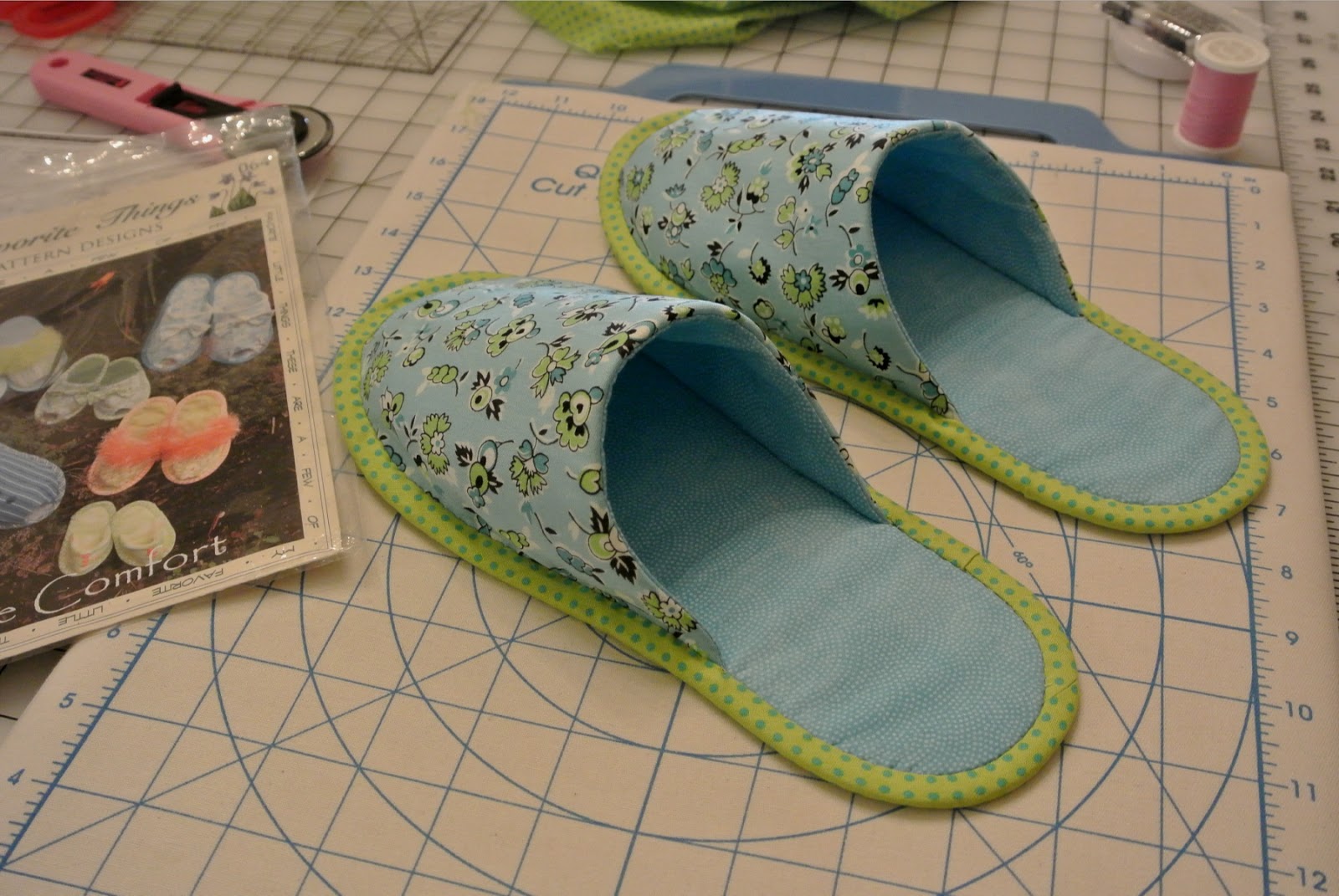 My Sewing Basket House Slippers, all done!