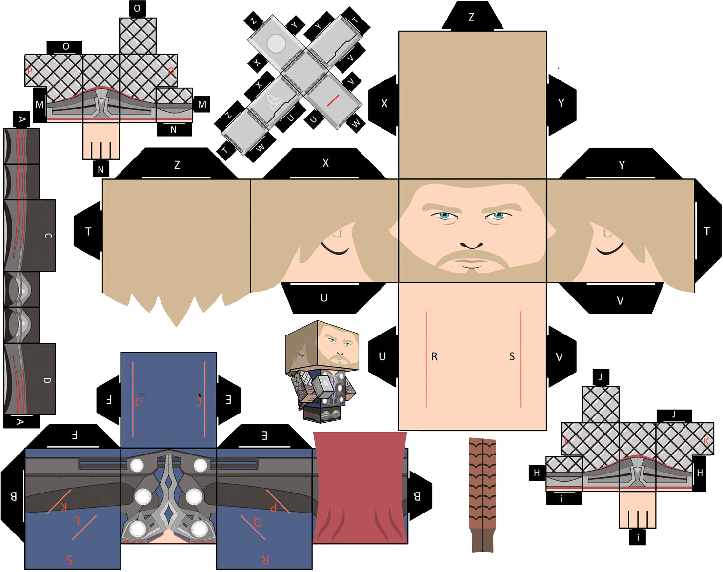Template Marvel Heroes Papercraft, Minecraft Papercraft, Papercraft