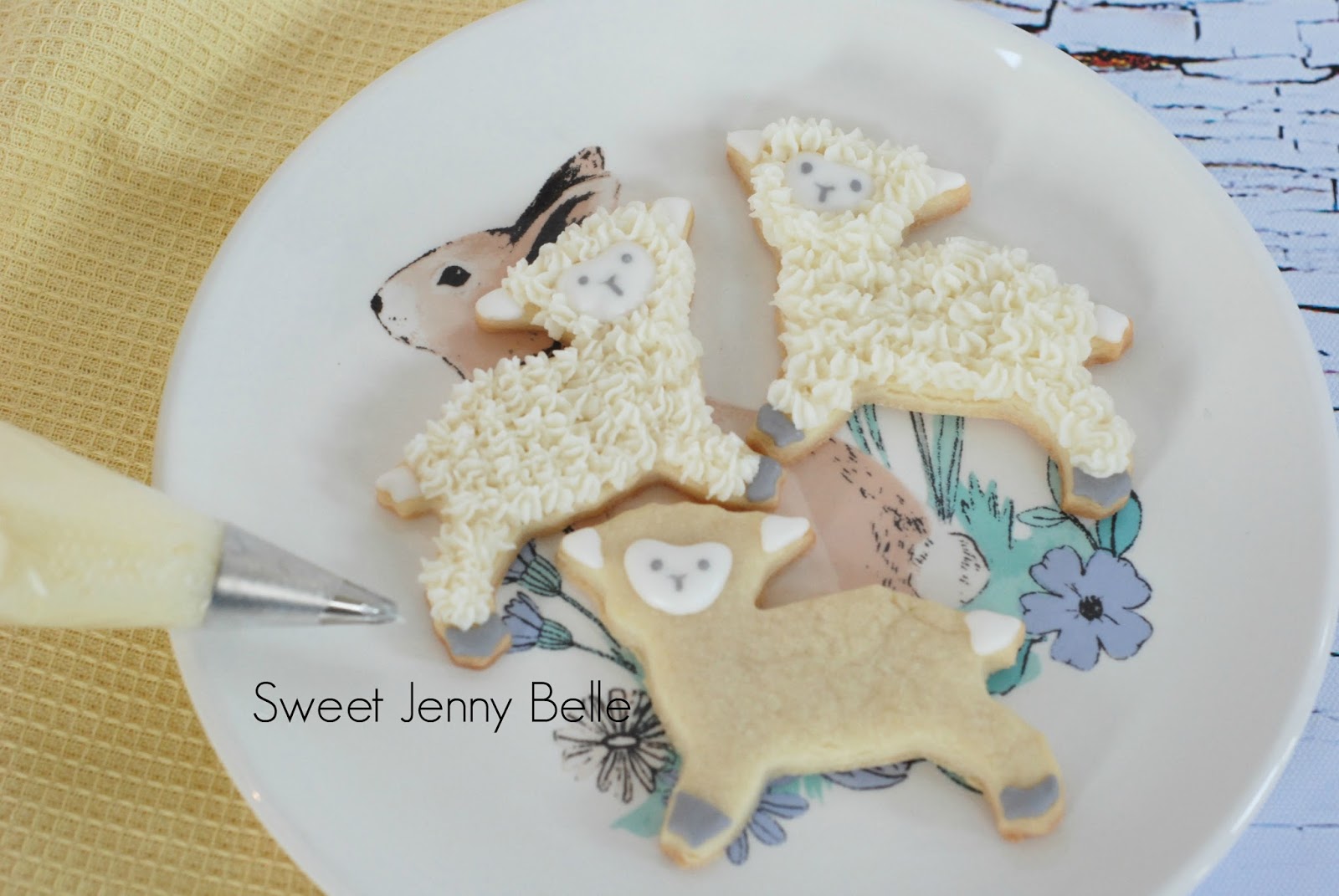 Easter Lamb Buttercream Cookies Sweet Jenny Belle easy sugar cookie