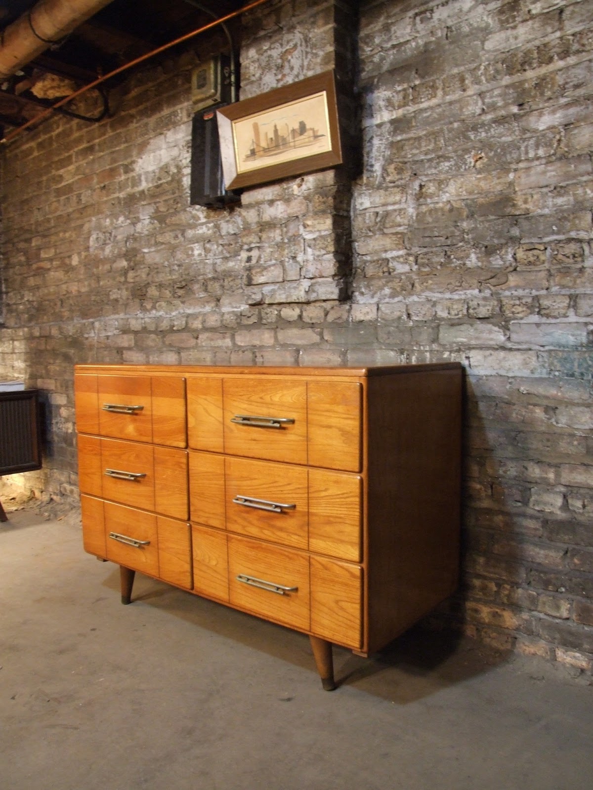 Mid Century Chicago 1950's Golden Oak Dresser