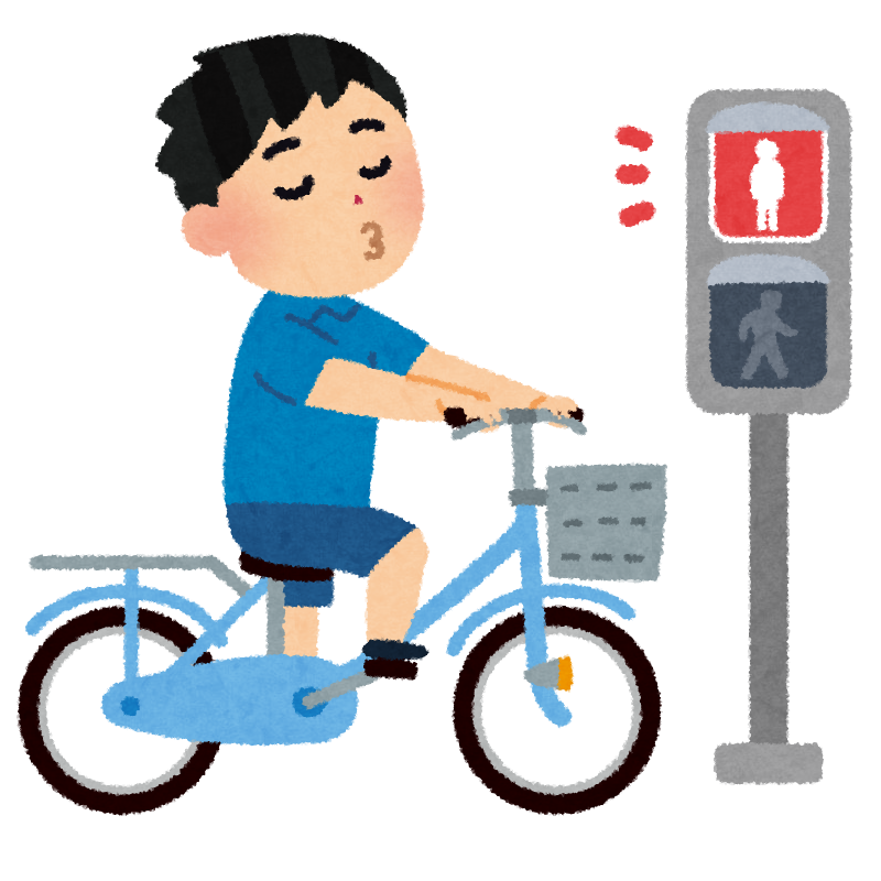 信号無視をする自転車のイラスト かわいいフリー素材集 いらすとや