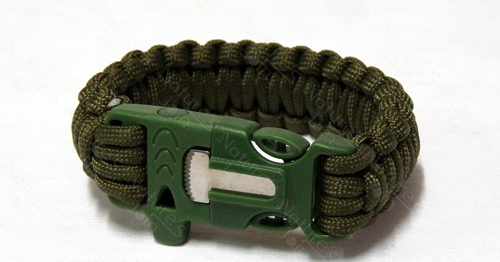 Nature's Join Cobra Olive Green Paracord Bracelet with Firestarter