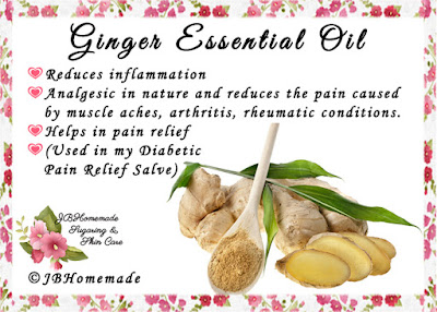 Ginger ♦Reduces inflammation ♦Analgesic in nature and reduces the pain caused by muscle aches, arthritis, rheumatic conditions. ♦Helps in pain relief ♦(Used in my Diabetic Pain Relief Salve)