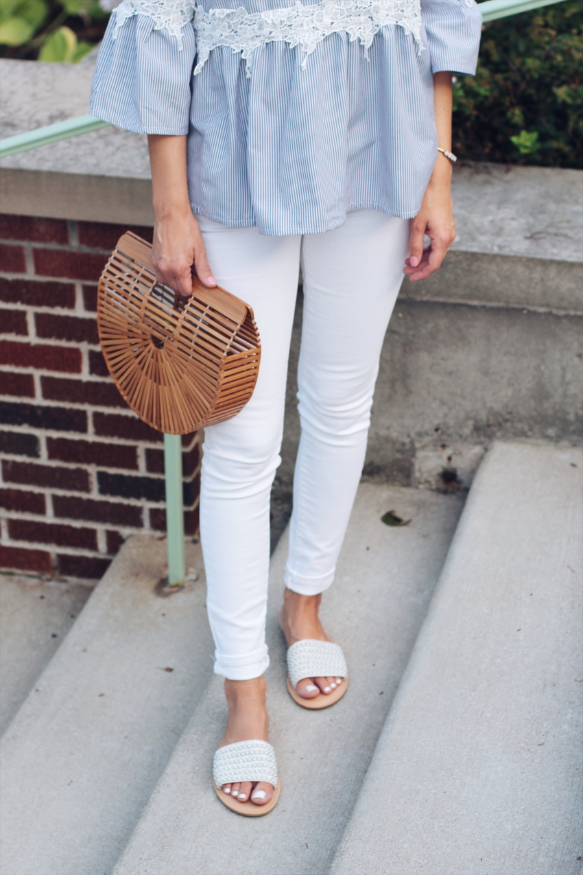 white jeans // Pearl slides Lilly Style