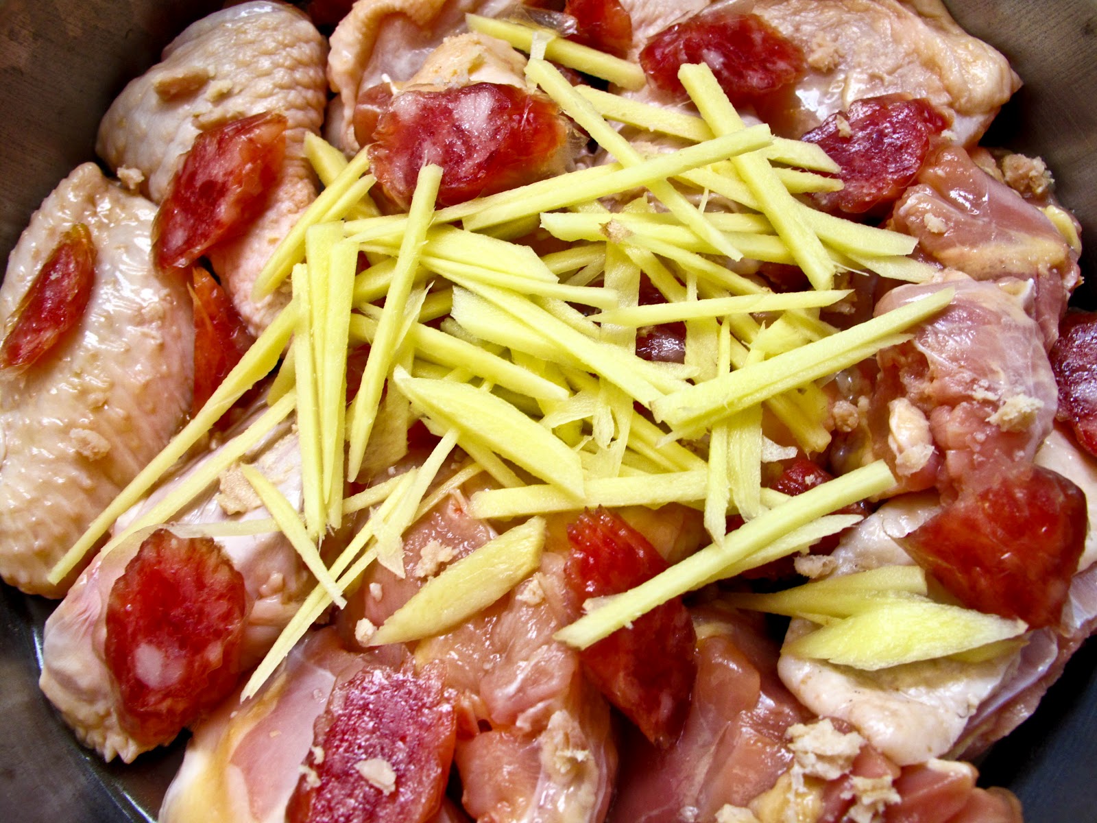 Simple Menu Steamed Chicken with Salted Fish and Lap Cheong/ Chinese