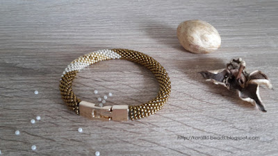 Bead Crochet bracelet gold-silver