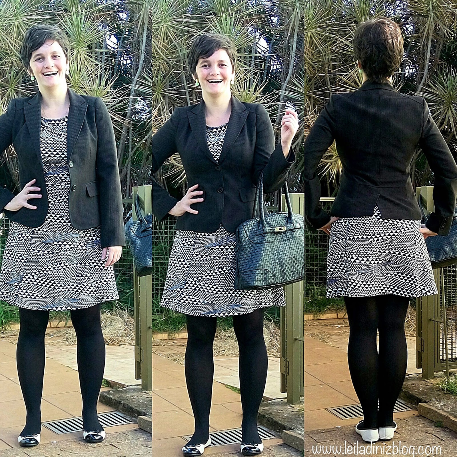 looks com meia calça preta e vestido