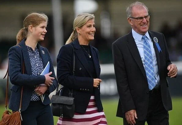 The Countess of Wessex wore a new striped wool and cashmere-blend midi skirt by Gabriela Hearst. Lady Louise Windsor