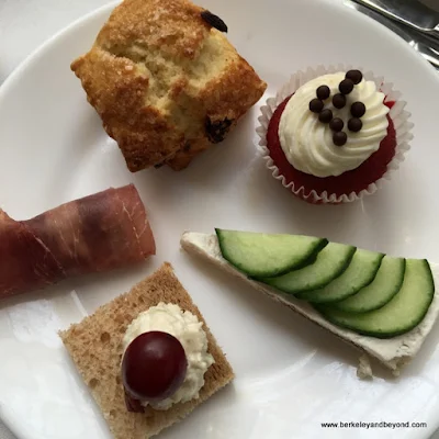 plate of tea-time treats at The Rotunda tea room at Neiman Marcus in San Francisco