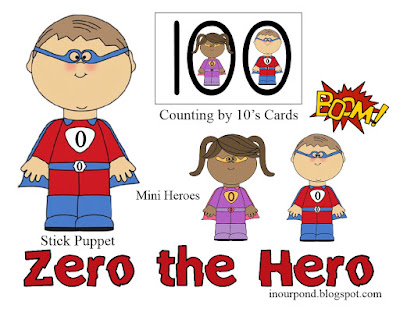 FREE Zero the Hero Printables for the 100 Day of School from In Our Pond