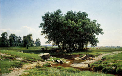 Paysage avec des Arbres dans le Pré - Fond d'Écran en Ultra HD 4k 2160p