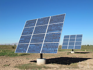 two pole mounted solar arrays